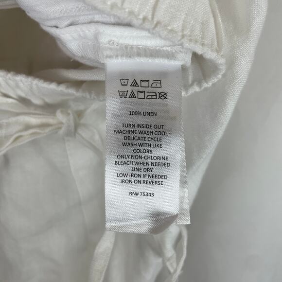 Tahari Women's 100% Linen White Shorts 6" Inseam Elastic Tie Waist Size 1X - Picture 8 of 8